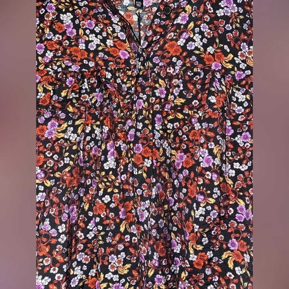 Who What Wear Floral Women Size XXL Blouse Cottagecore Victorian Edwardian NEW‎